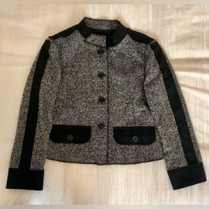 PINK TARTAN Cropped Black and White Tweed Jacket; Women’s size 6. Like new.
